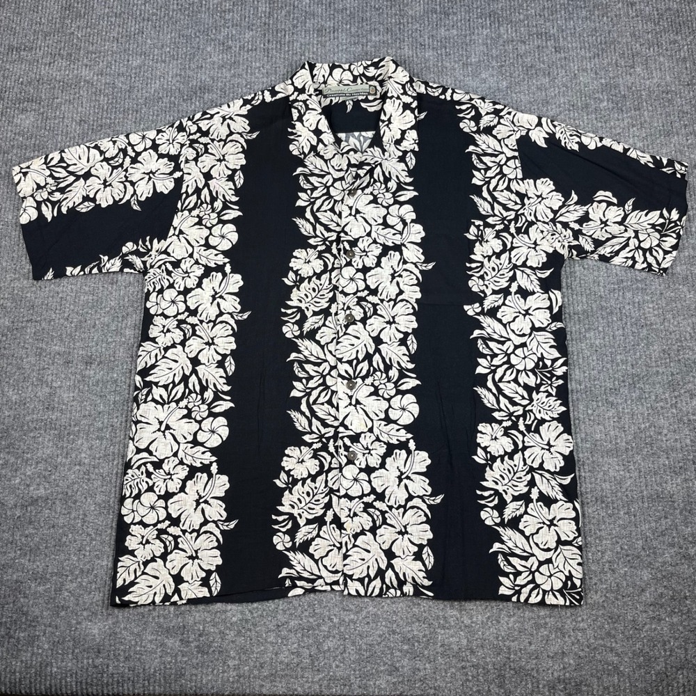 Vtg 90s Pineapple Connection Aloha Shirt Mens L Rayon Hawaiian Floral Resort